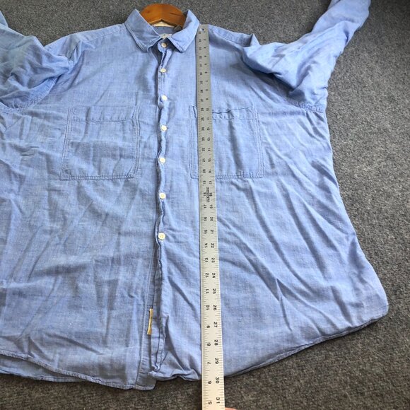 Gitman Bros Shirt Mens Extra Large Blue Chambray Made USA Button Indian Madras - Picture 6 of 10